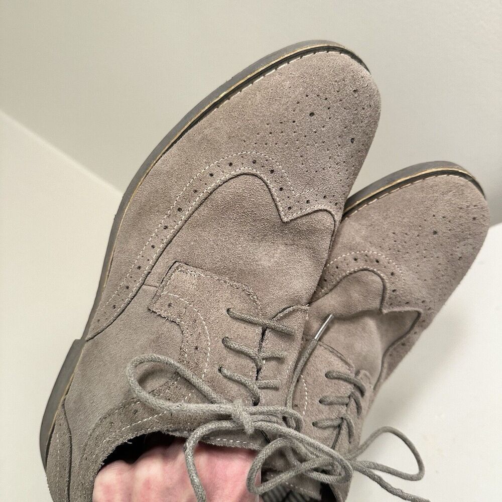 Alpine Swiss Mens Dress Shoes Genuine Suede Wingtip Brogue Oxfords Gray Sz 11 EC - Picture 13 of 16